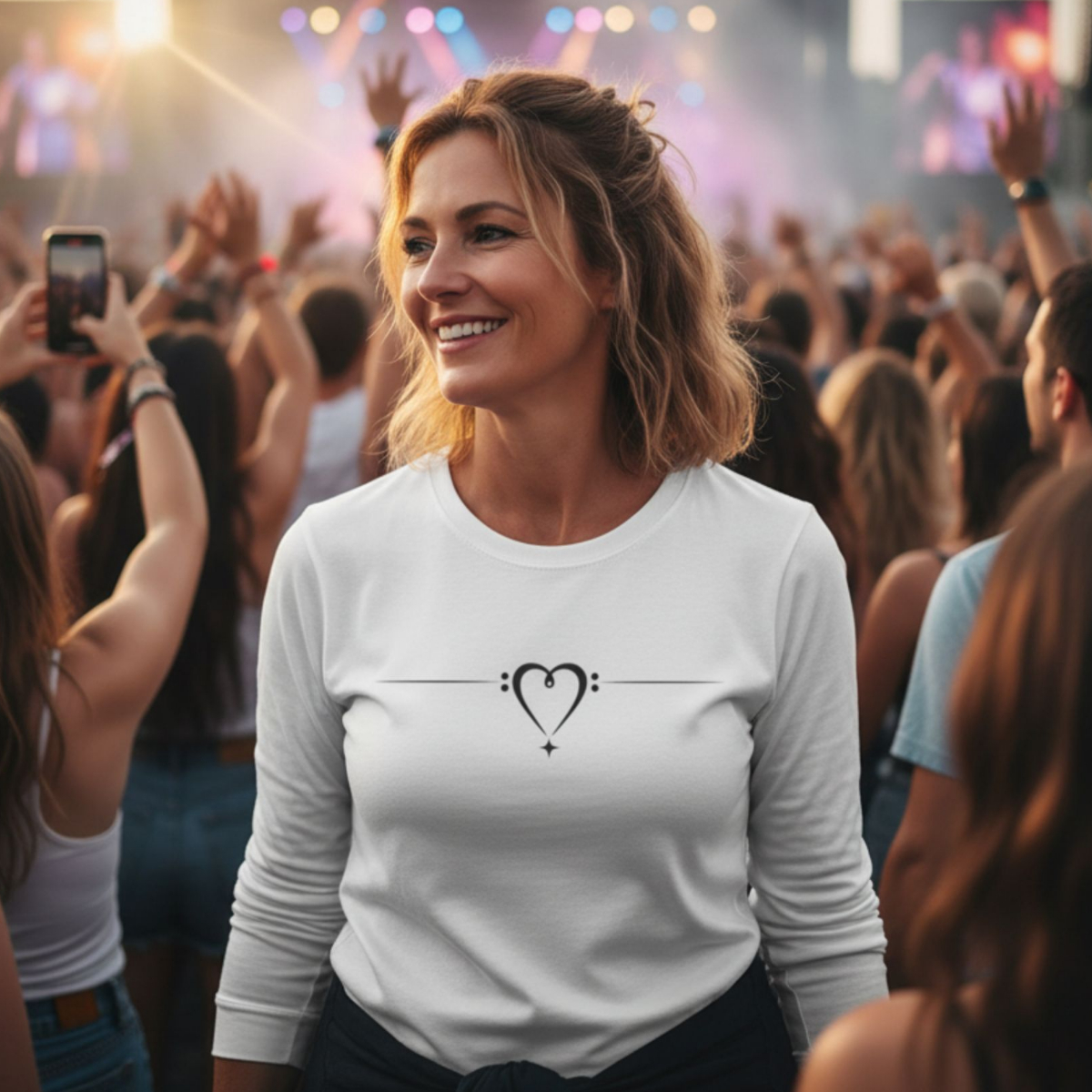 Bass Clef Heart Long Sleeve T-Shirt